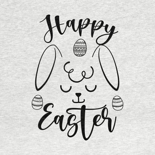 Happy Easter Bunny Rabbit Face Funny Easter Day Women Girls black by eyoubree